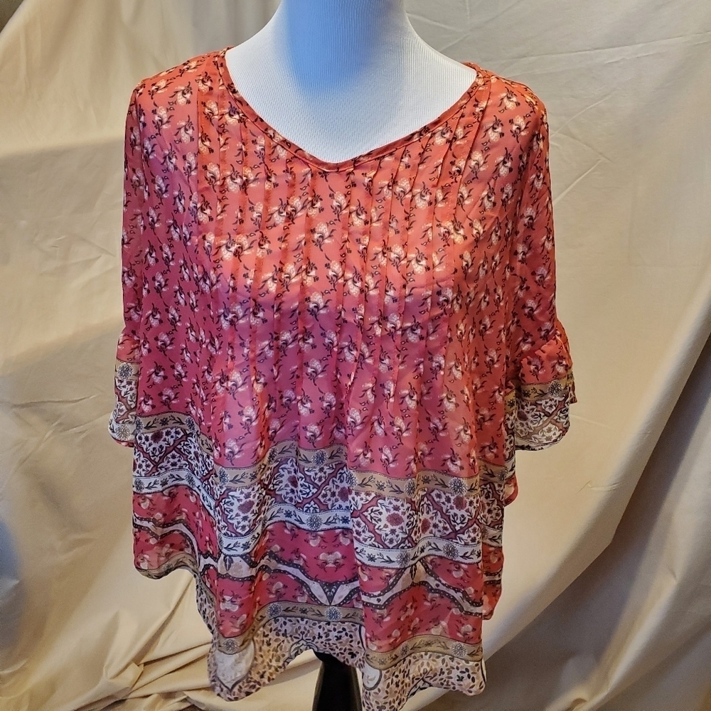 Style & Co. Swoop Neck Top SZ PL